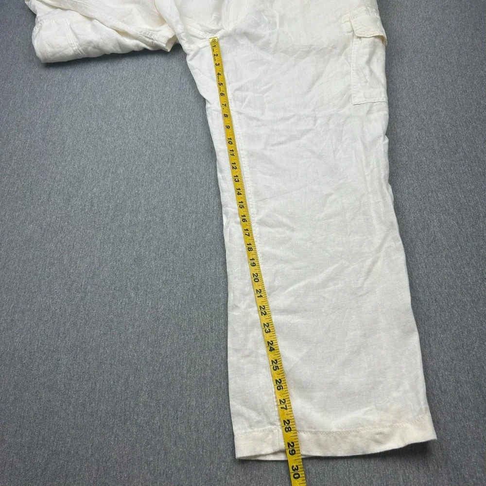 Caribbean Roundtree & Yorke Linen Cargo Pants Mens 44x30 Big Man White Beach NEW